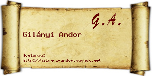 Gilányi Andor névjegykártya